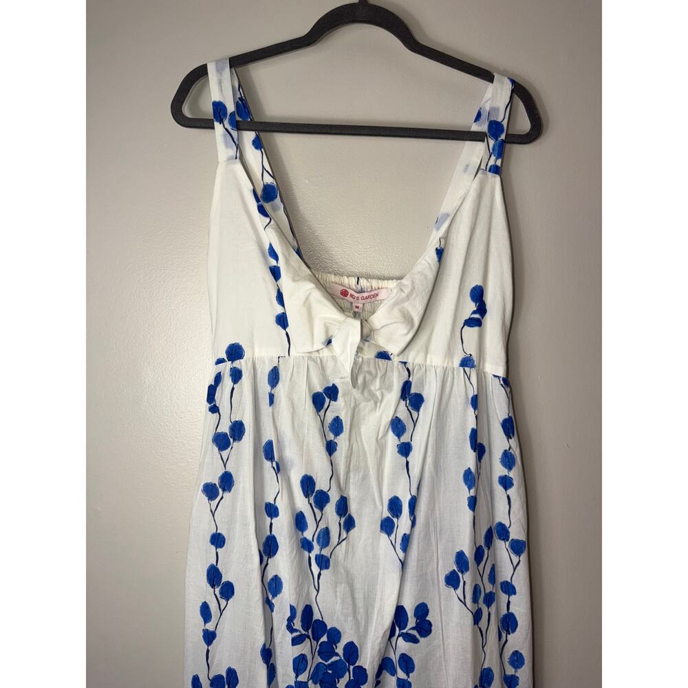 NWT RO'S GARDEN DRESS FANNY LONG MAXI BLUE LEAF 100% COTTON BEACH MILKMAID BOHO - Picture 6 of 12